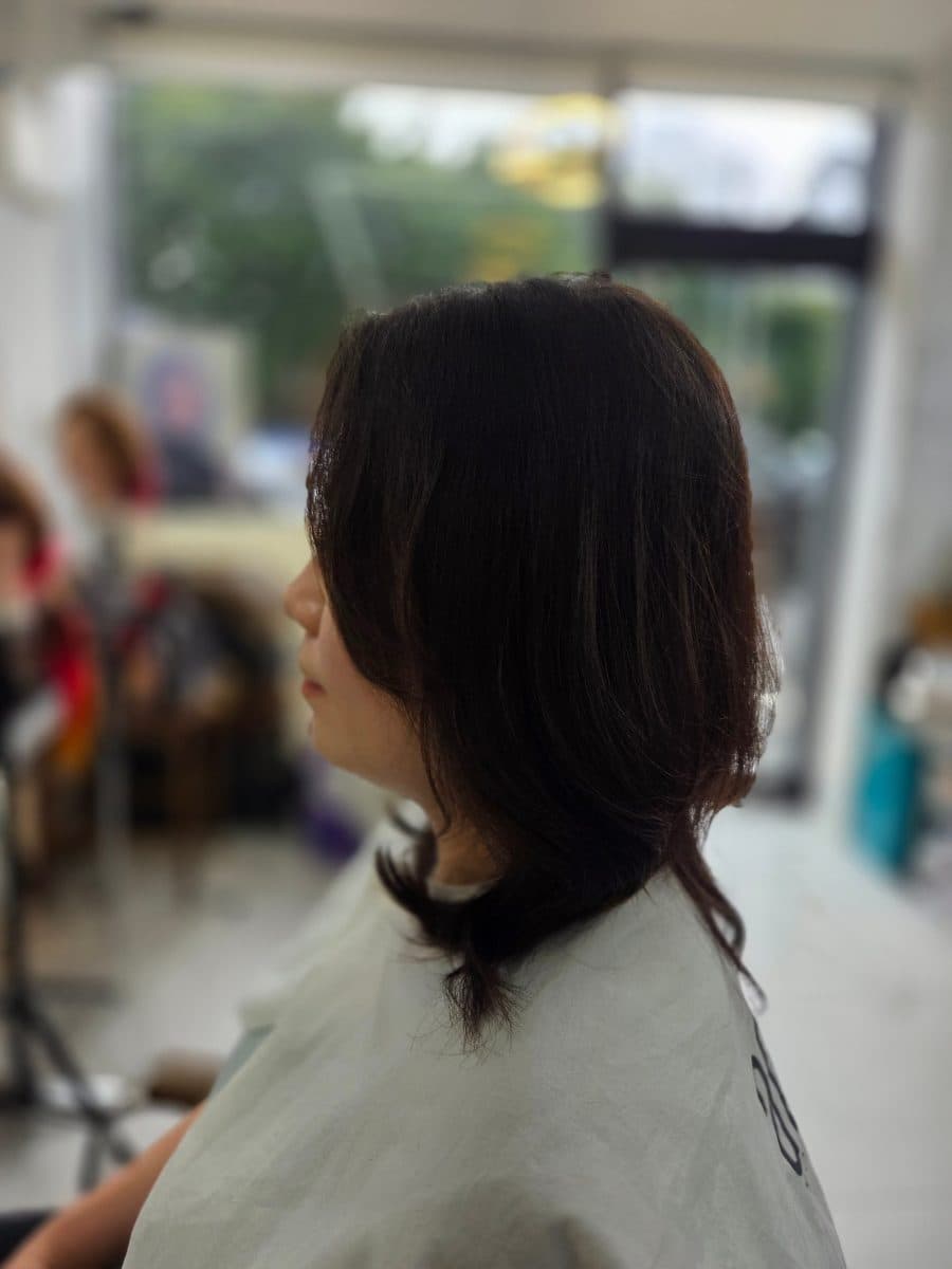 중단발 레이어드컷 - 명장동 미용실 호박넝쿨헤어